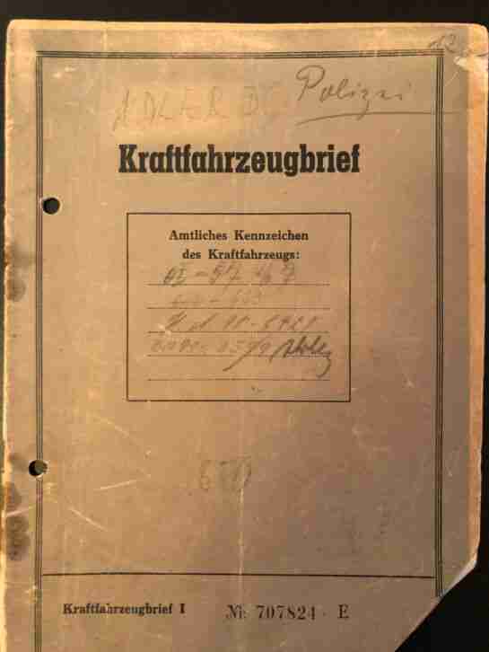Adler Kübelwagen Kfz Brief Wehrmacht 1940