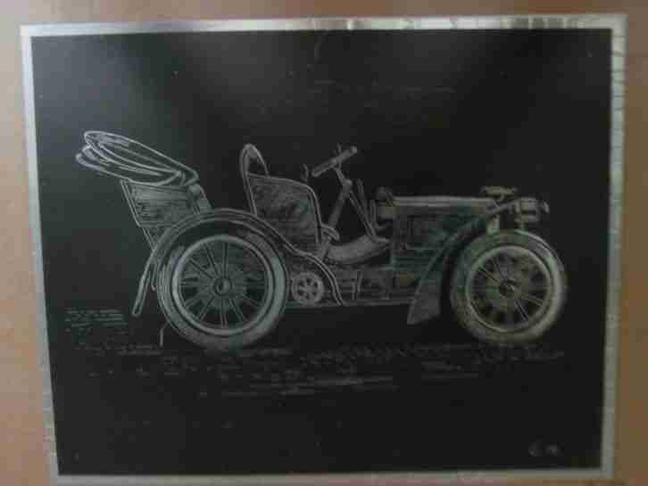 2 Gravur oldtimer auf schwarzer Folie graviert größe 21 x 27 cm Rest siehe Foto