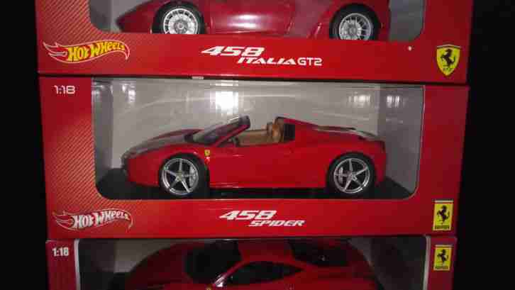 3x Ferrari 458 Italia Spider GT2 OVP Hot Wheels keine Elite