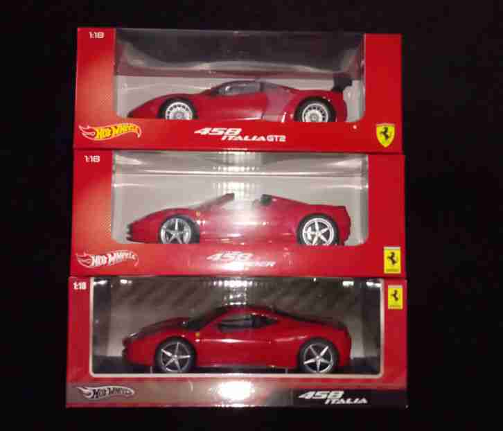 3x Ferrari 458 Italia Spider GT2 OVP Hot Wheels keine Elite