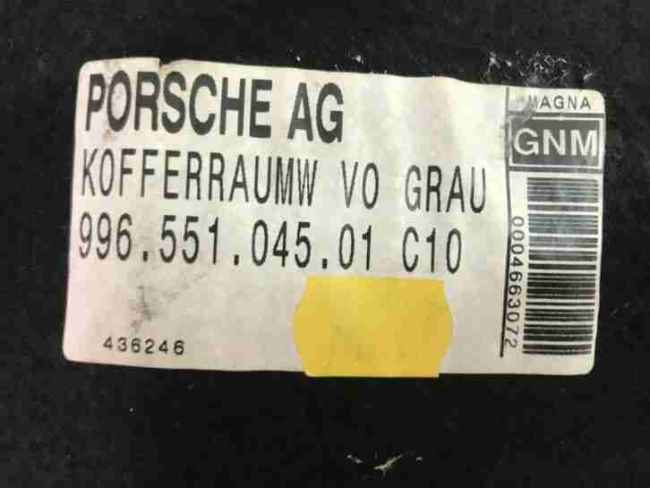 996 Porsche Boxster 996.551.045.01 C10 Kofferraum vorne grau