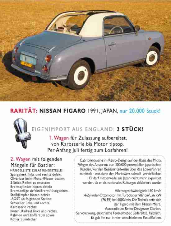 ABSOLUTE RARITÃ„T Nissan FIGARO wunderschönes Retro Coupé