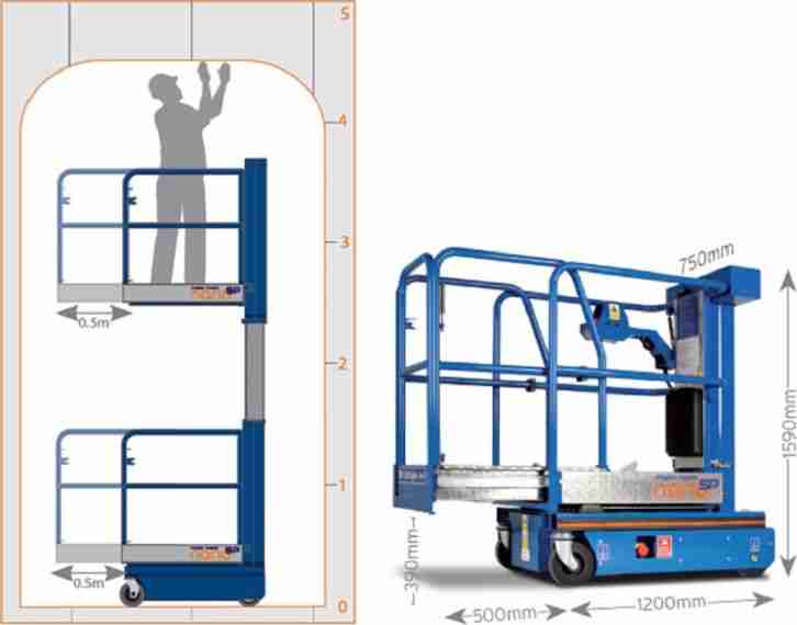 ARBEITSBÜHNE MINI SELBSTFAHRENDE 4,5 Meter HEBEBÜHNE LIFT HUBARBEITSBÜHNE