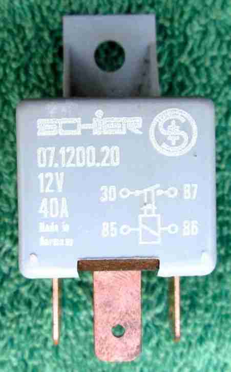 Auto-Relais 12V / 40A, Schier Nr.: 07.1200.20, Klemmen: 30-85-86-87