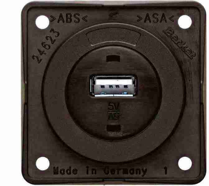 Berker USB-Einbaubuchse, braun matt, 12V, 3A Ausgangsstrom