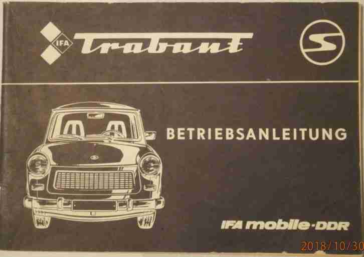 Betriebsanleitung Trabant 601 Ausgabe 1987
