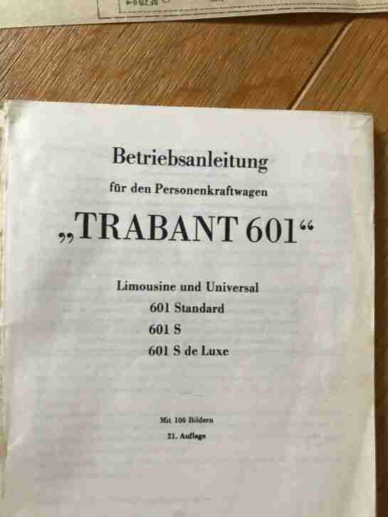 Betriebsanleitung Trabant 601