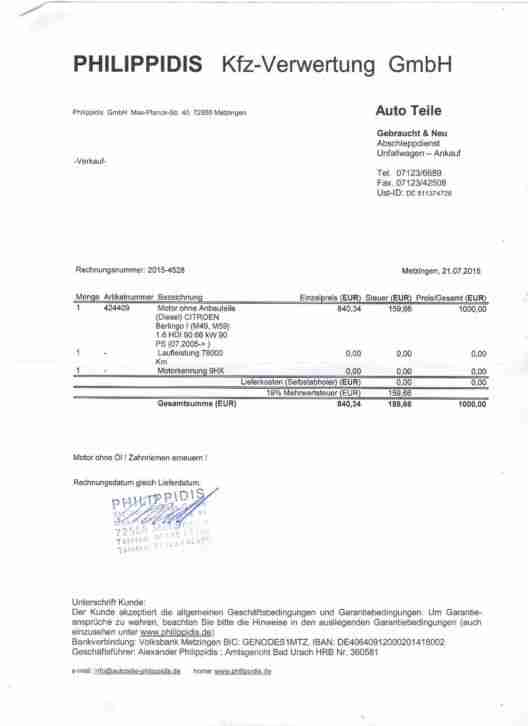 Citroen Berlingo HDI 1.6 Turbo Diesel BJ 2006 Unfall TÜV 10/2017