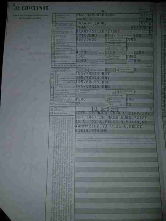 DAEWO REZZO KLAU ROK Bastlerfahrzeug Bastlerauto Ersatzteile Autoersatzteile