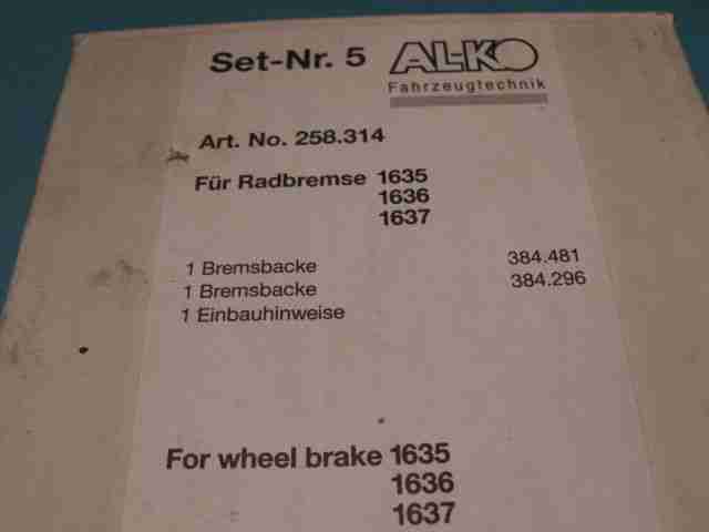 Esterel Wohnwagen für Radbremse ALKO Set Nr.5 Art.No.258.314