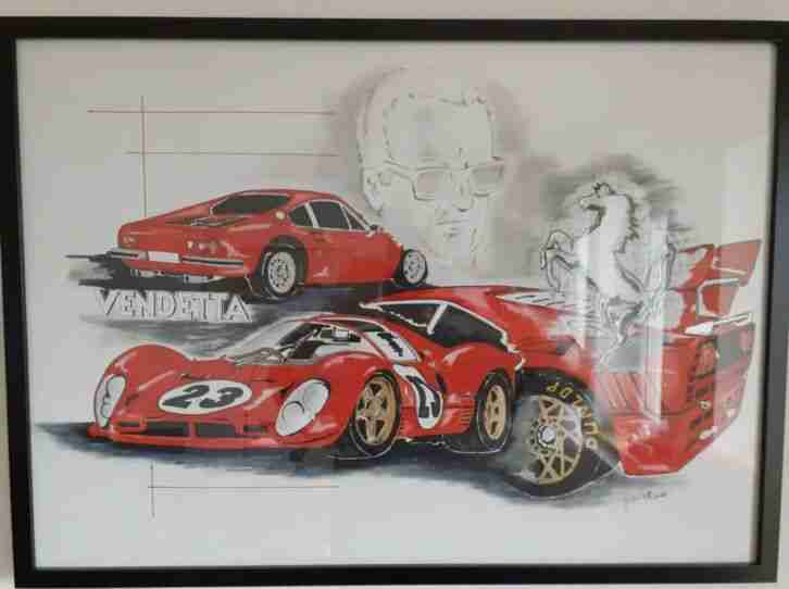 FERRARIPoster ENZO handgemalt und ein Einzelstück