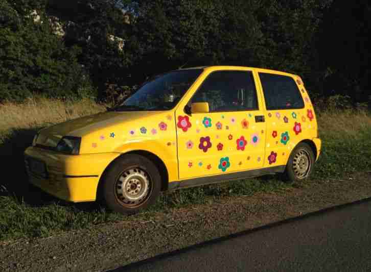 Fiat Cinquecento Sporting 1.1 TÜV 09/2017 Bj.96 Anfänger Auto Flower Power Gelb