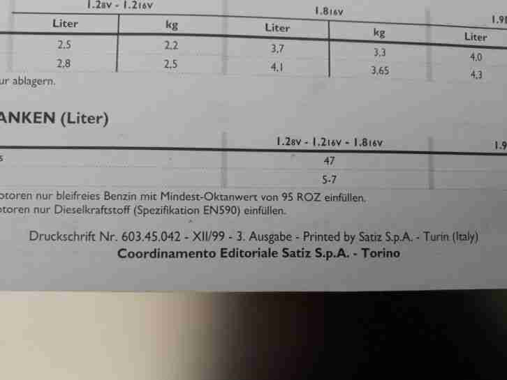 Fiat Punto Betriebsanleitung