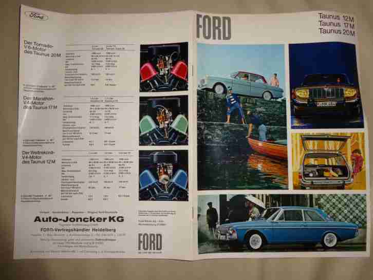 Ford Taunus 12M, 17M, 20M, Prospekt Katalog 60er Jahre, Broschüre, Alle Modelle