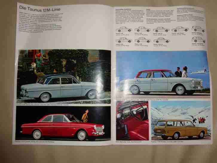Ford Taunus 12M, 17M, 20M, Prospekt Katalog 60er Jahre, Broschüre, Alle Modelle