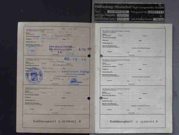 Hanomag Oldtimer Karosserie mit Motor, Achsen, Rädern, Armaturentafel