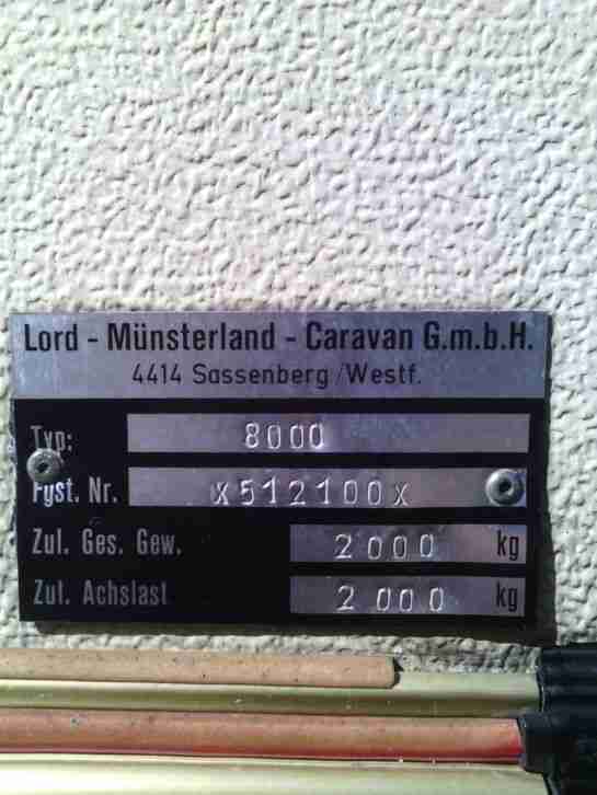 Lord Münsterland Classic Caravan Wohnwagen Trailer Wohnanhänger Anhänger