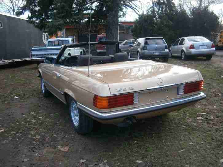 MERCEDES BENZ 1981 380SL CHAMPAGNE MB-TEX DUNKEL BRAUN STOFFDACH BRAUN,