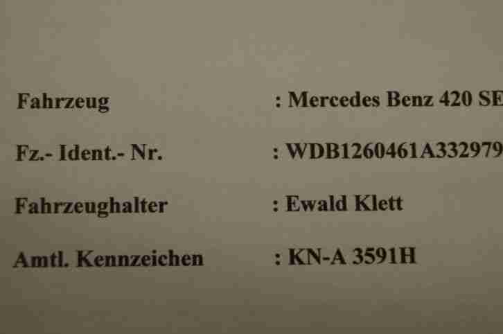 Mercedes 420 SEC Coupe Oldtimer Wertgutachten und H - Kennzeichen