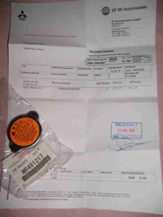 Mitsubish Space star Bj2002 Kühlerdeckel neu