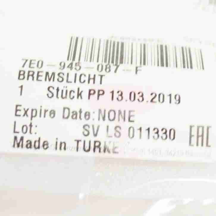 NEU VW TRANSPORTER T6 HECK ZUSÄTZLICH STOP BREMSLICHT 7E0945087F ORIGINAL