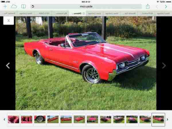 OLDSMOBILE CUTLASS CONVERTIBLE 1967 rot/rot