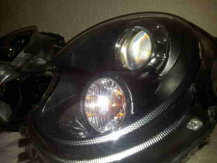 Orig Mini R55 R56 R57 R58 R59 Bi Xenon Scheinwerfer mit Carbon look Inlay rar!