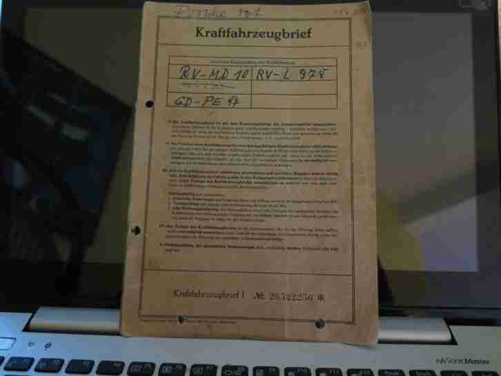 Porsche 356 B KFZ Brief Zul 1963 Nicht entwertet