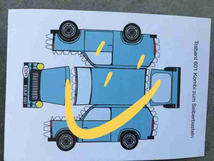 Postkarte Trabant 601 Kombi zum Selberbasteln DDR Kult Himmelblau