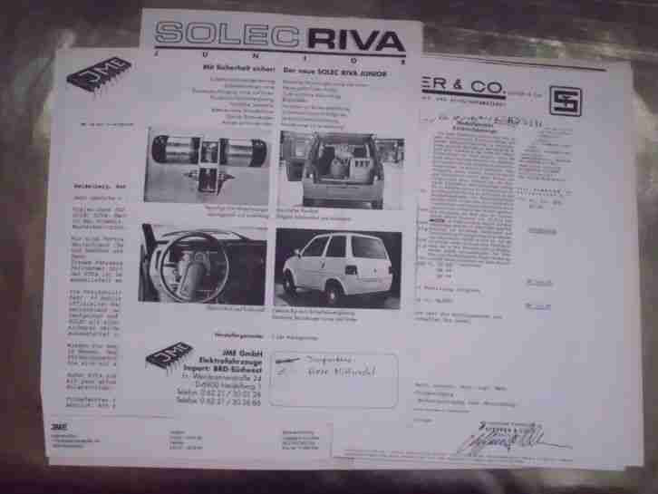 RAR! ORIGINAL PROSPEKT SOLEC RIVA 1990, SOLAR FAHRZEUG.