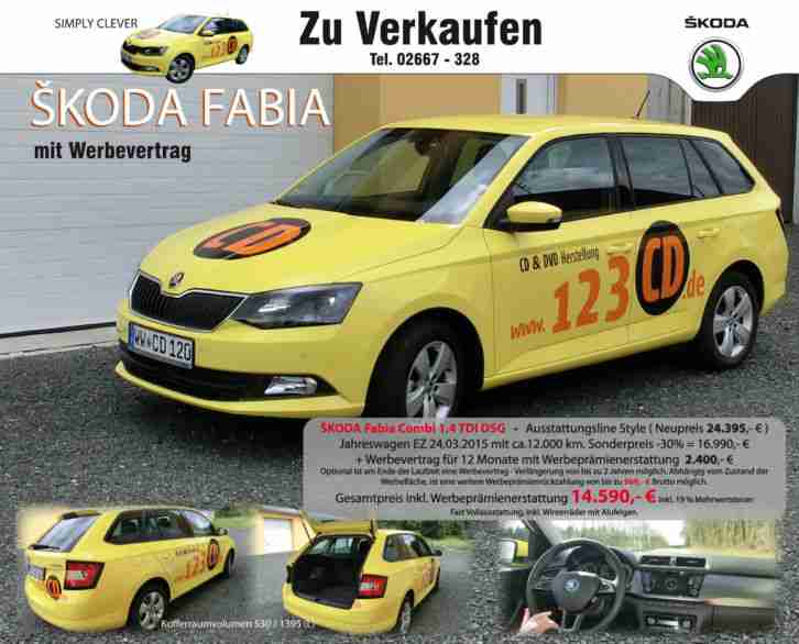 Fabia Combi 1, 4 TDI DSG mit Werbevertrag für 12