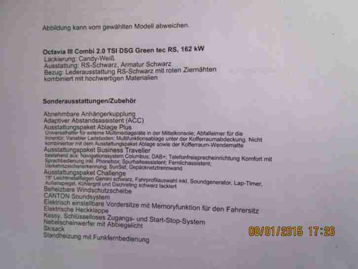 SKODA Octavia RS Kombi, 2.0 TSI mit DSG, NEU, Produktionstermin KW 16/2015
