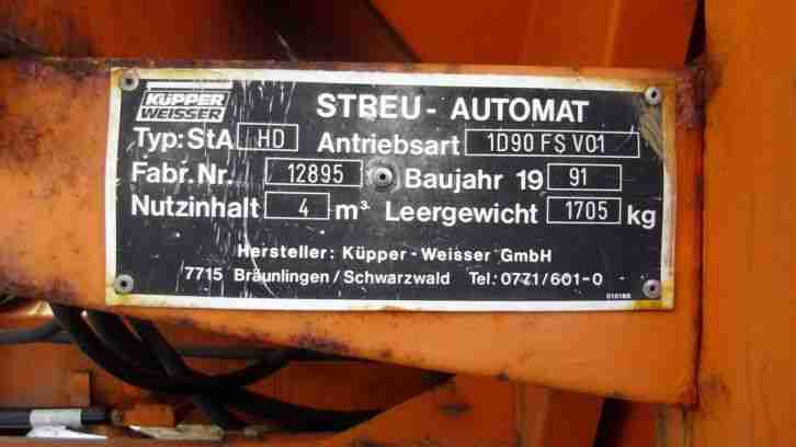 Silostreuer Feuchtsalzstreuer Salzstreuer Streuautomat Küpper Weiss inkl. MwSt.