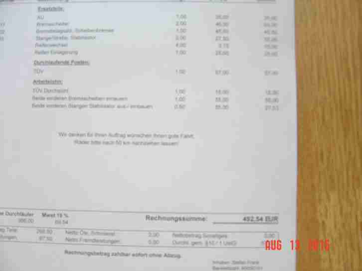 Smart frisch getüfft!!! Mit nur 15 tkm Rechnung über 2000.-eur