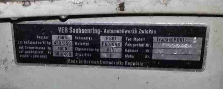 Trabant 601 Bj.86 im Originalzustand 62029 km