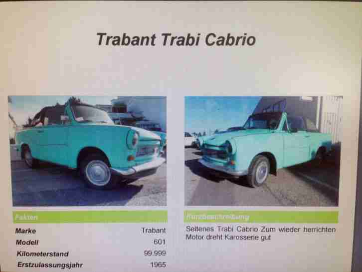 601 Trabi Cabrio Ostermann Umbau eingetragen