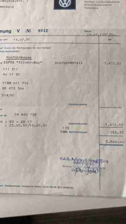VW Käfer Silver Bug Vollrestauration WGA 12.000€ 1.Hand Historie