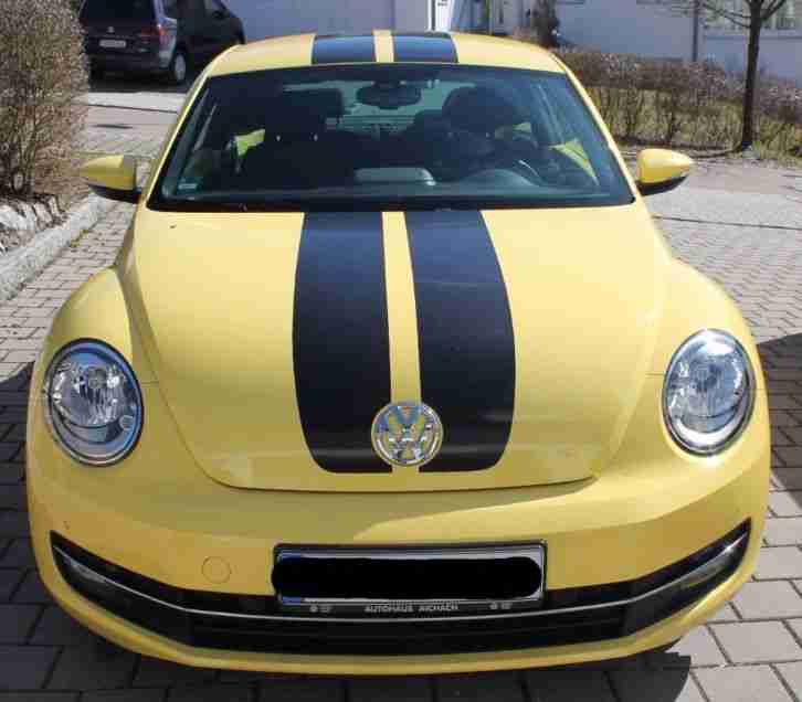 VW New Beetle Design 1.2 TFSI, gelb mit Dekor, 4 Jahre, sehr gepflegt