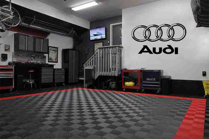Wandtattoo Audi & 4 Rings Emblem Combo Garage Sign Decor Sticker