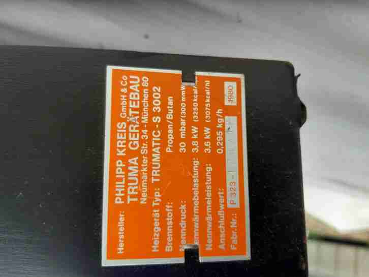 Wohnwagen Heizung Truma Trumatic-S 3002 von 1980 Ersatzteilgewinnung