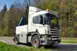 Zugmaschine Scania L114 m. Pritsche u.Kran nach