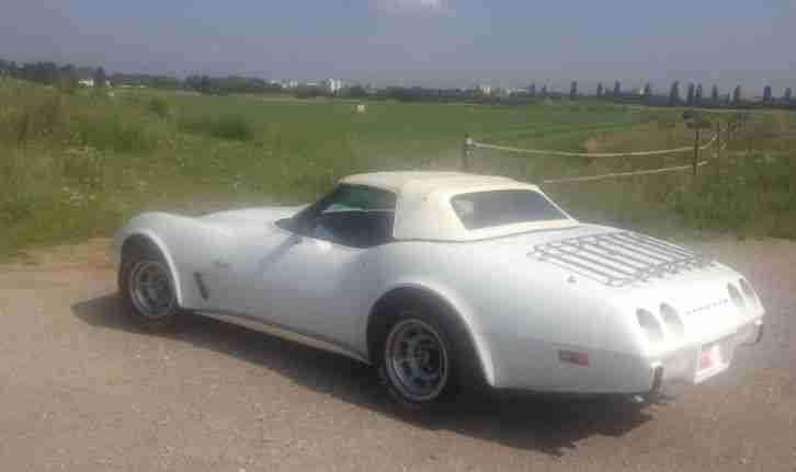 corvette C3 1975 Stingray weiß Cabrio Leder Oldtimer Alufelgen Gepäckträger