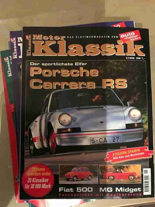 porsche carrera rs, Porsche speedster, 12 Zeitschriften Motor Klassik 1998