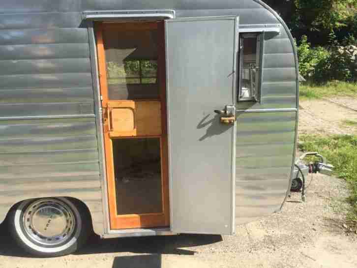 sehr seltener kleiner USA ALU Wohnwagen Oldtimer Top Little Caesar Sokolis Broth